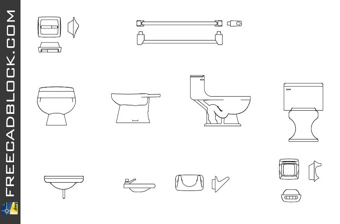 CAD Bathroom accessories DWG - Free CAD model