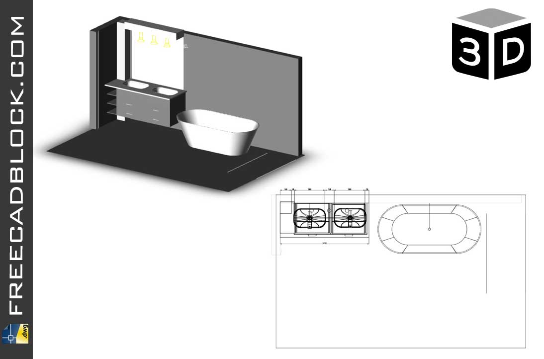 Bathroom, tub and sink dwg cad blocks