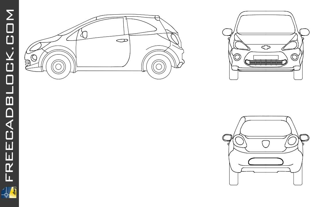 Ford Ka DWG Drawing. Free download in Autocad platform 2007.