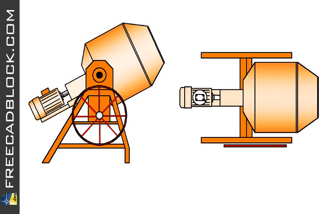Drawing Concrete mixer DWG In Autocad Download Free For the project