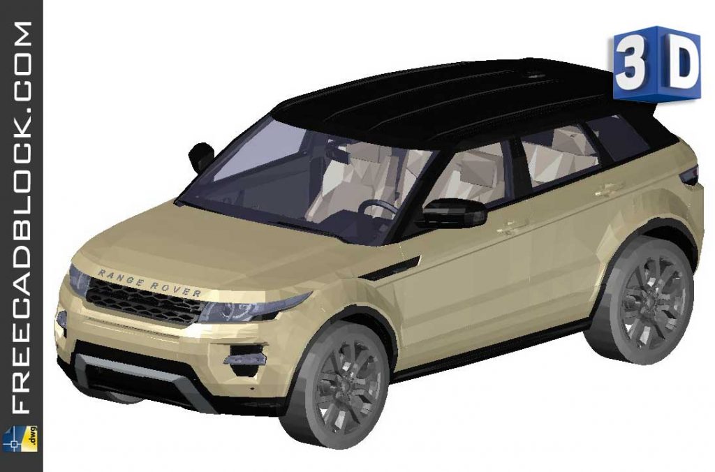 Range Rover Evoque 3D DWG Drawing in Autocad Download Free.