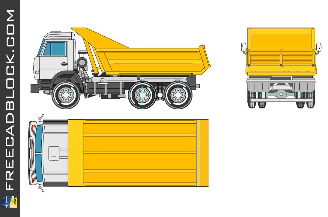 Drawing Kamaz dump truck DWG CAD blocks Download Free