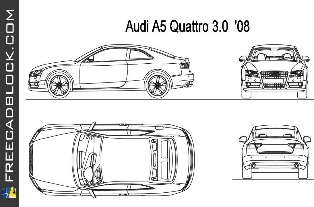 Drawing Audi A5 Quattro 3.0 2008 dwg