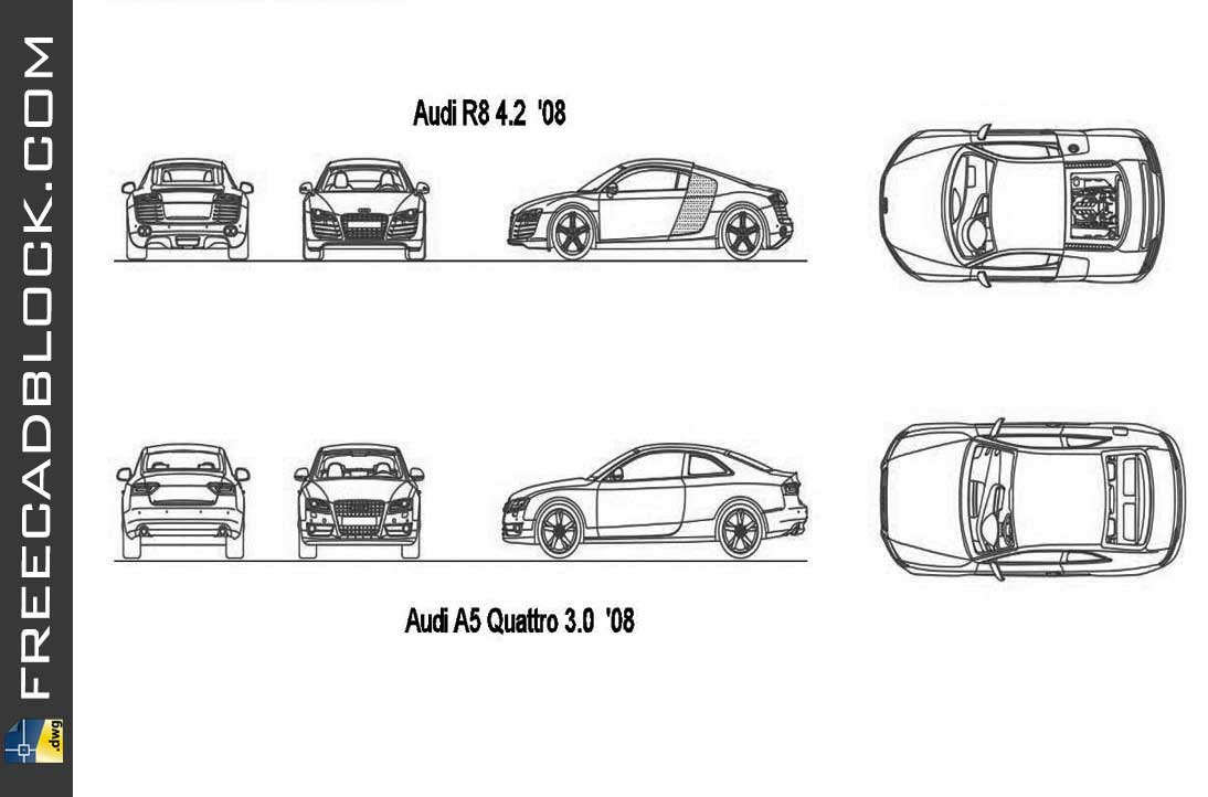 Drawing Audi Cars Blocks dwg