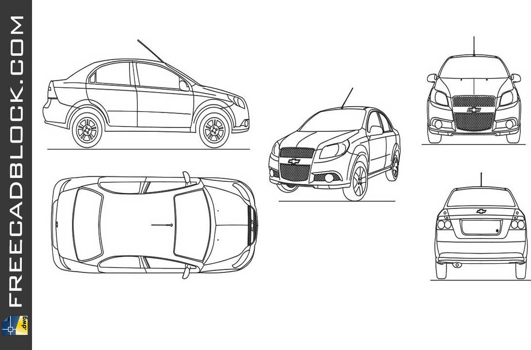 Drawing Aveo 2016 dwg in Autocad