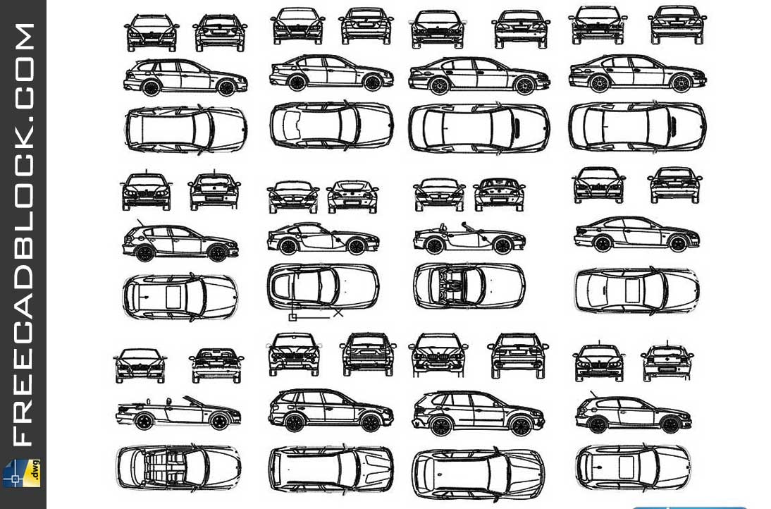 Drawing Bmw Brand Cars dwg in Autocad