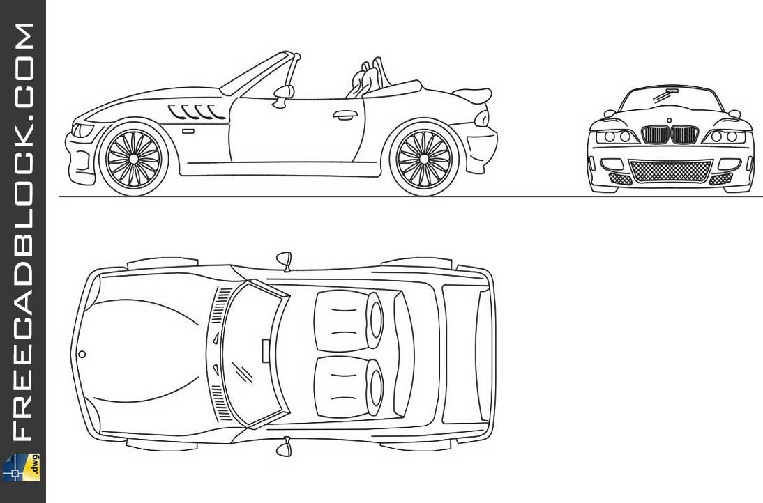 Drawing Bmw Z3 dwg in Autocad