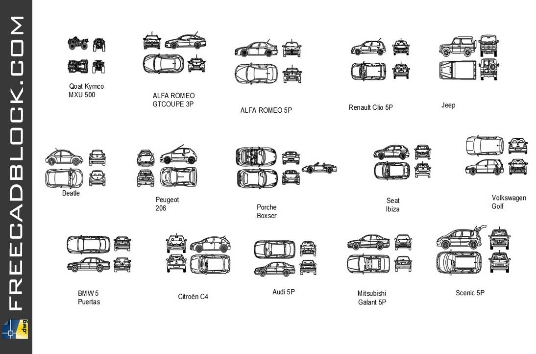 Drawing Cars blocks in Autocad