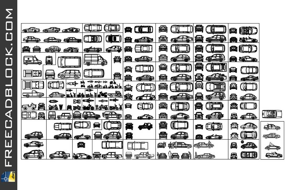 drawing Cars blocks in Autocad DWG