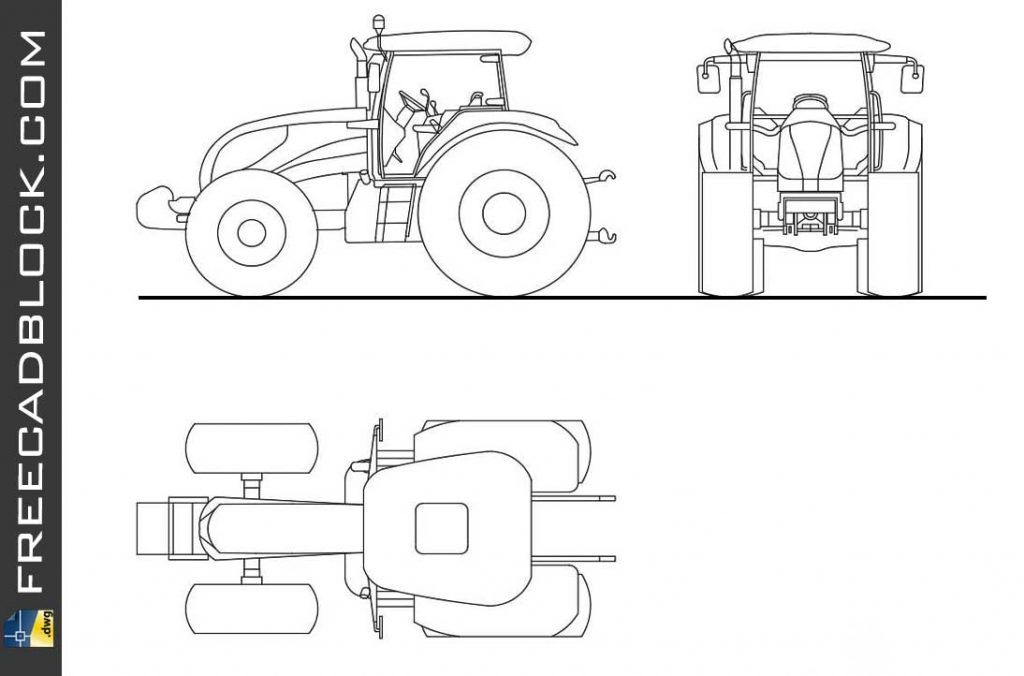 Agricultural Tractor DWG Drawing. Free download in Autocad 2007.