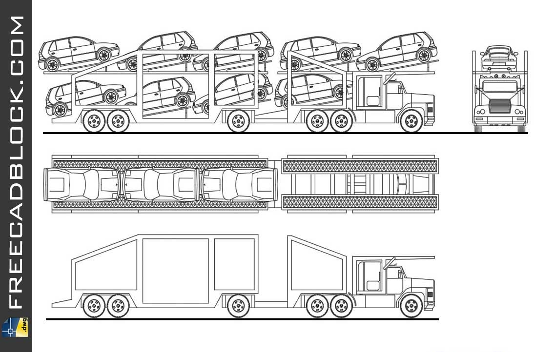 Drawing Carriage for Transport of Vehicles dwg