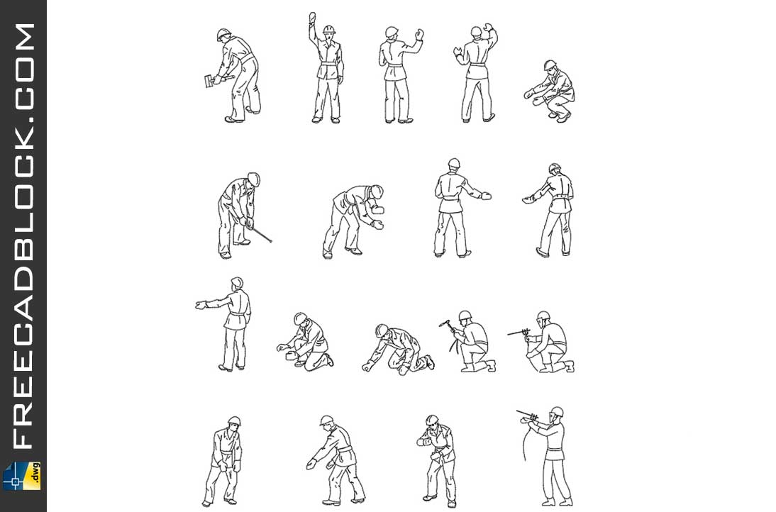 Construction workers DWG Drawing. Free download in Autocad 2007.