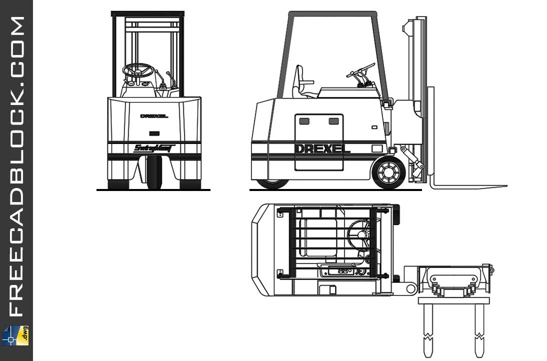 Forklift DWG Drawing. Free download in Autocad platform 2007.