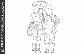 Girl and lady with umbrella