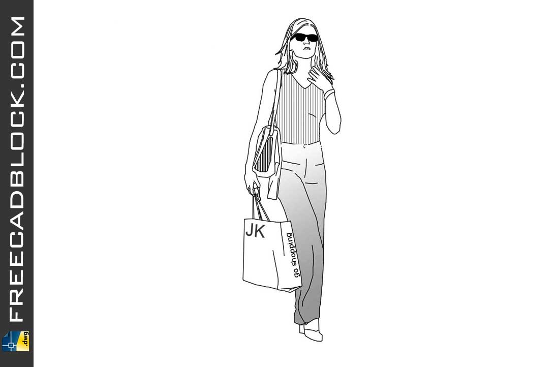 girl with shopping bags drawing