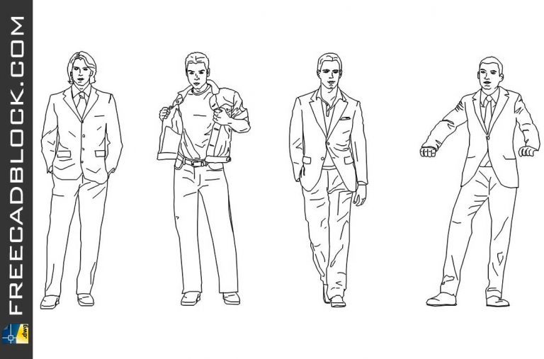 Men in suits DWG Drawing. Free download in Autocad platform 2007.