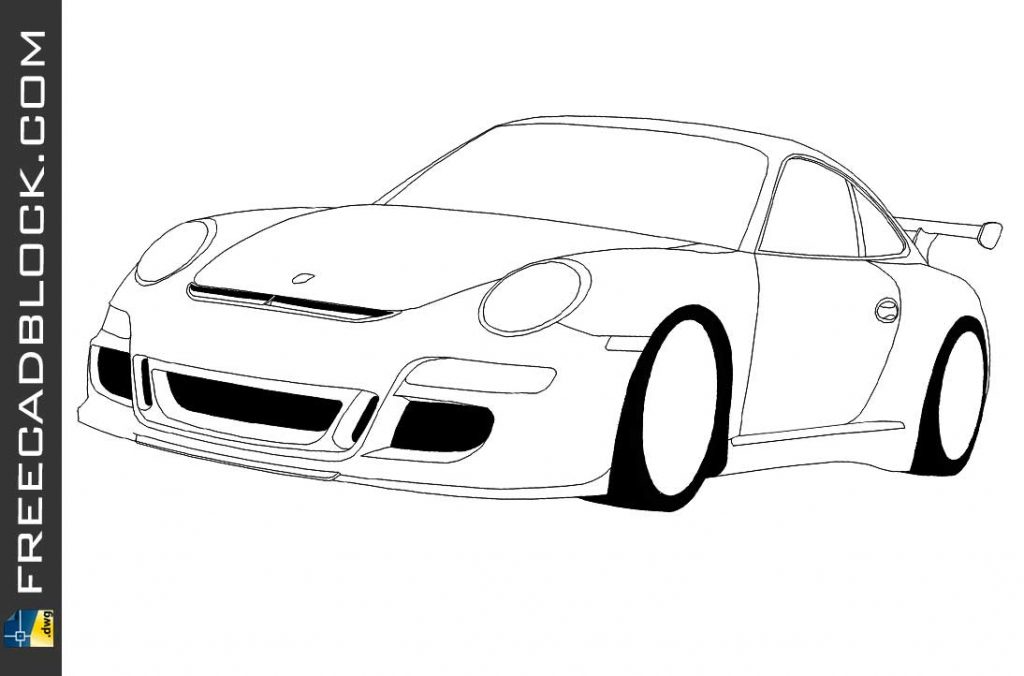 Porsche 911 GT3 DWG Drawing. Free download in Autocad 2D format